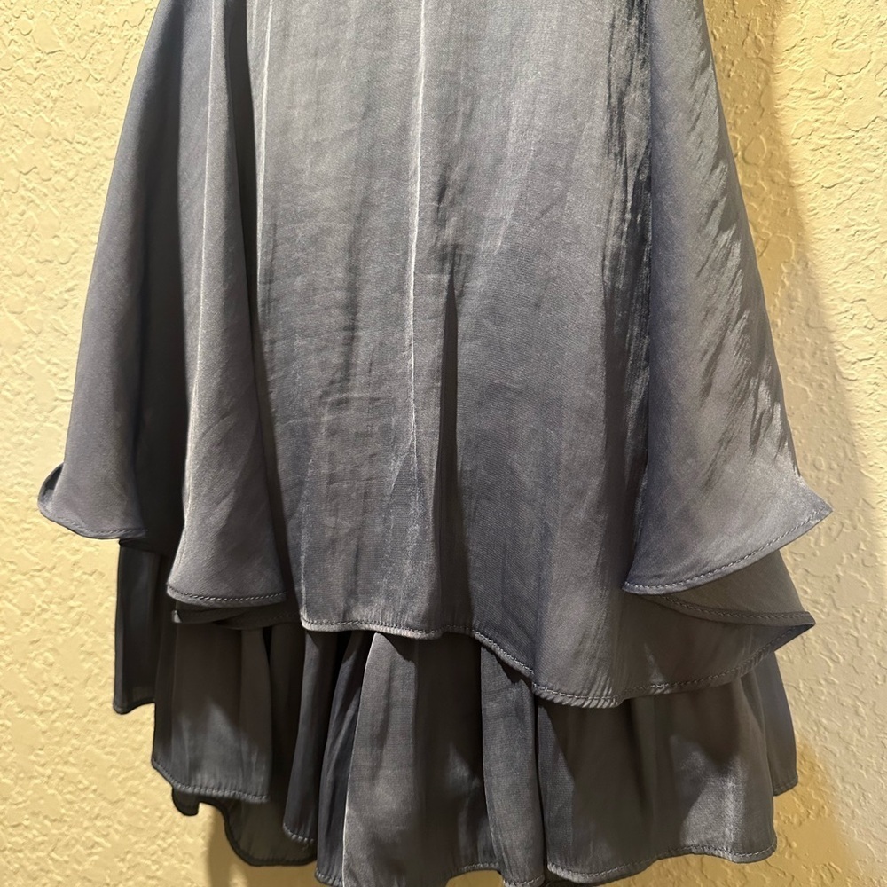 Angel Biba Steel Blue Off-Shoulder Mini Romper Dress Women’s XS - Picture 8 of 9